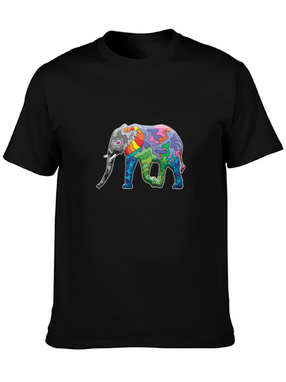 Elephant Art Print Black T-Shirt - Unique Design