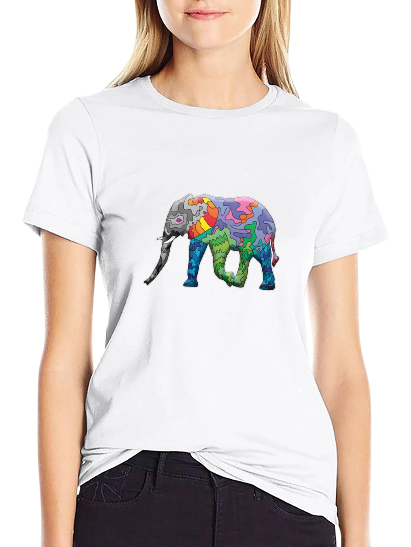 Elephant Art Print Black T-Shirt - Unique Design