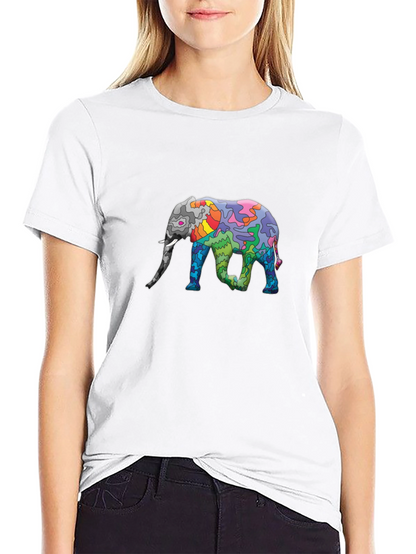 Elephant Art Print Black T-Shirt - Unique Design