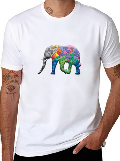 Elephant Art Print Black T-Shirt - Unique Design