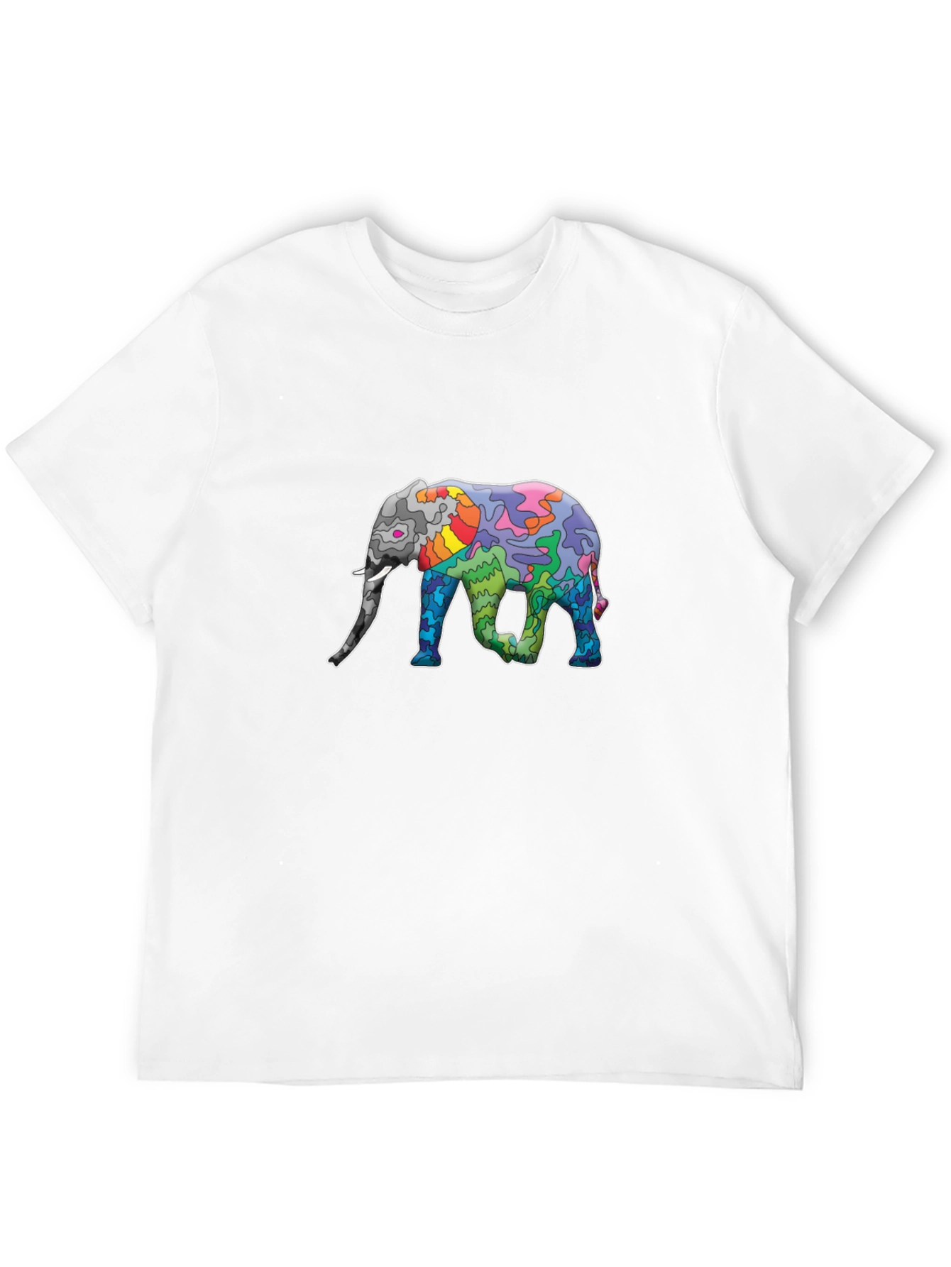 Elephant Art Print Black T-Shirt - Unique Design