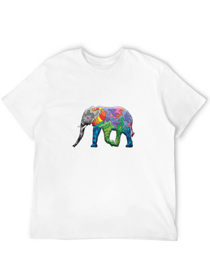 Elephant Art Print Black T-Shirt - Unique Design
