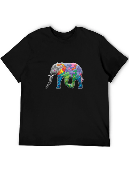 Elephant Art Print Black T-Shirt - Unique Design
