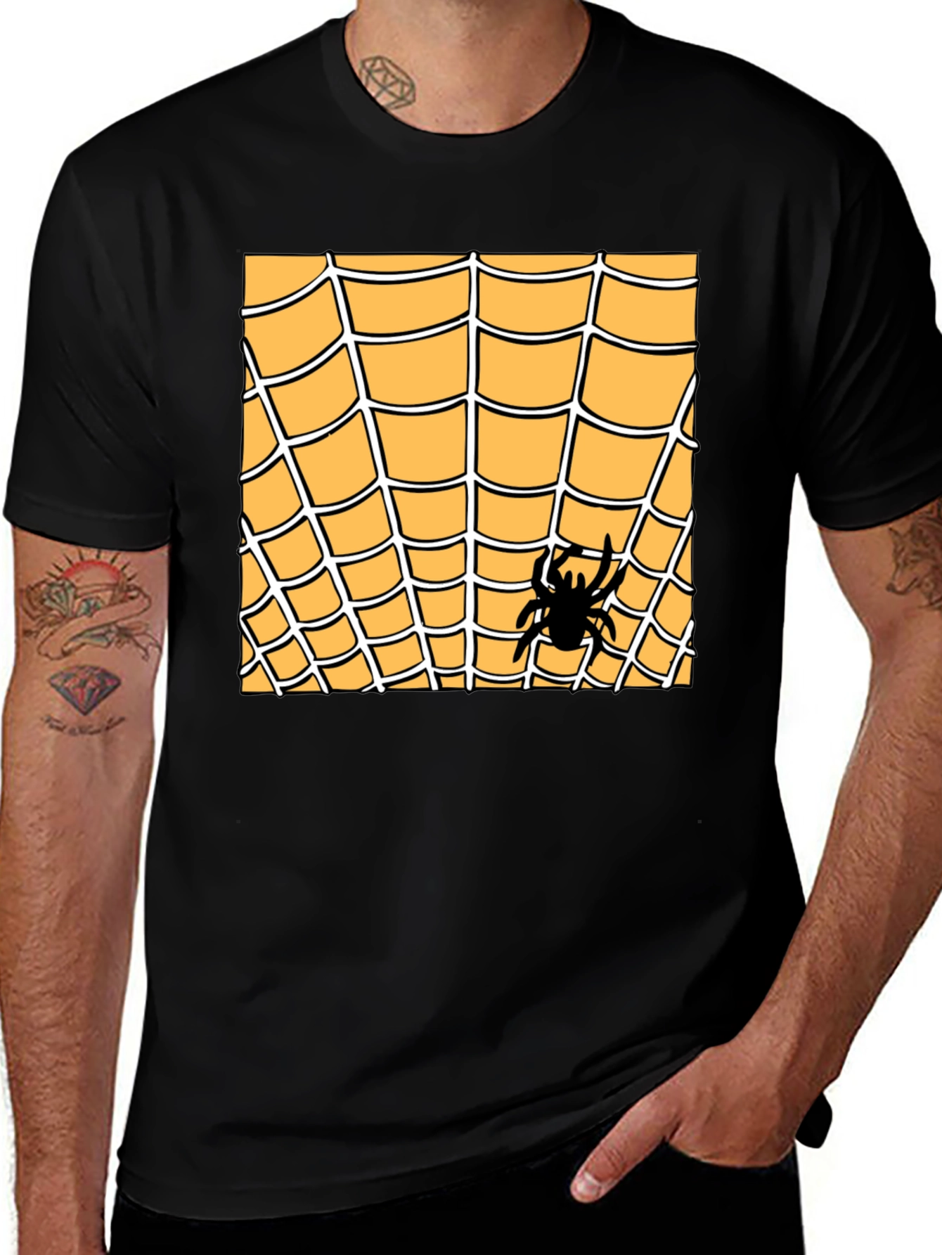 Spider Web Graphic Tee - Halloween Costume Shirt