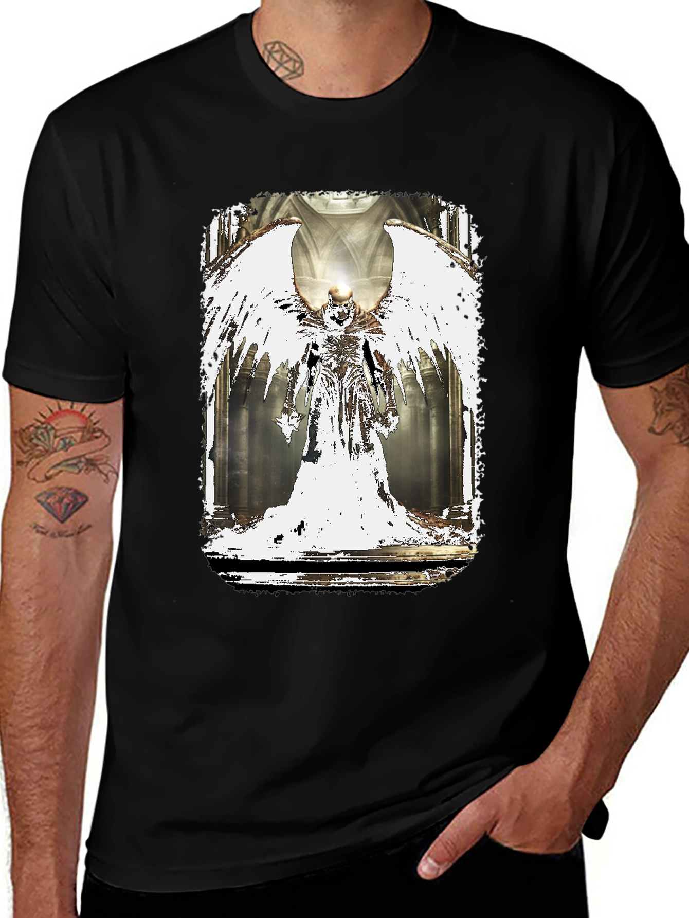 Winged Angel Graphic Black T-Shirt
