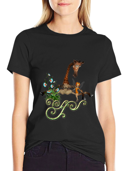 Whimsical Giraffe Graphic Tee - Unique Design