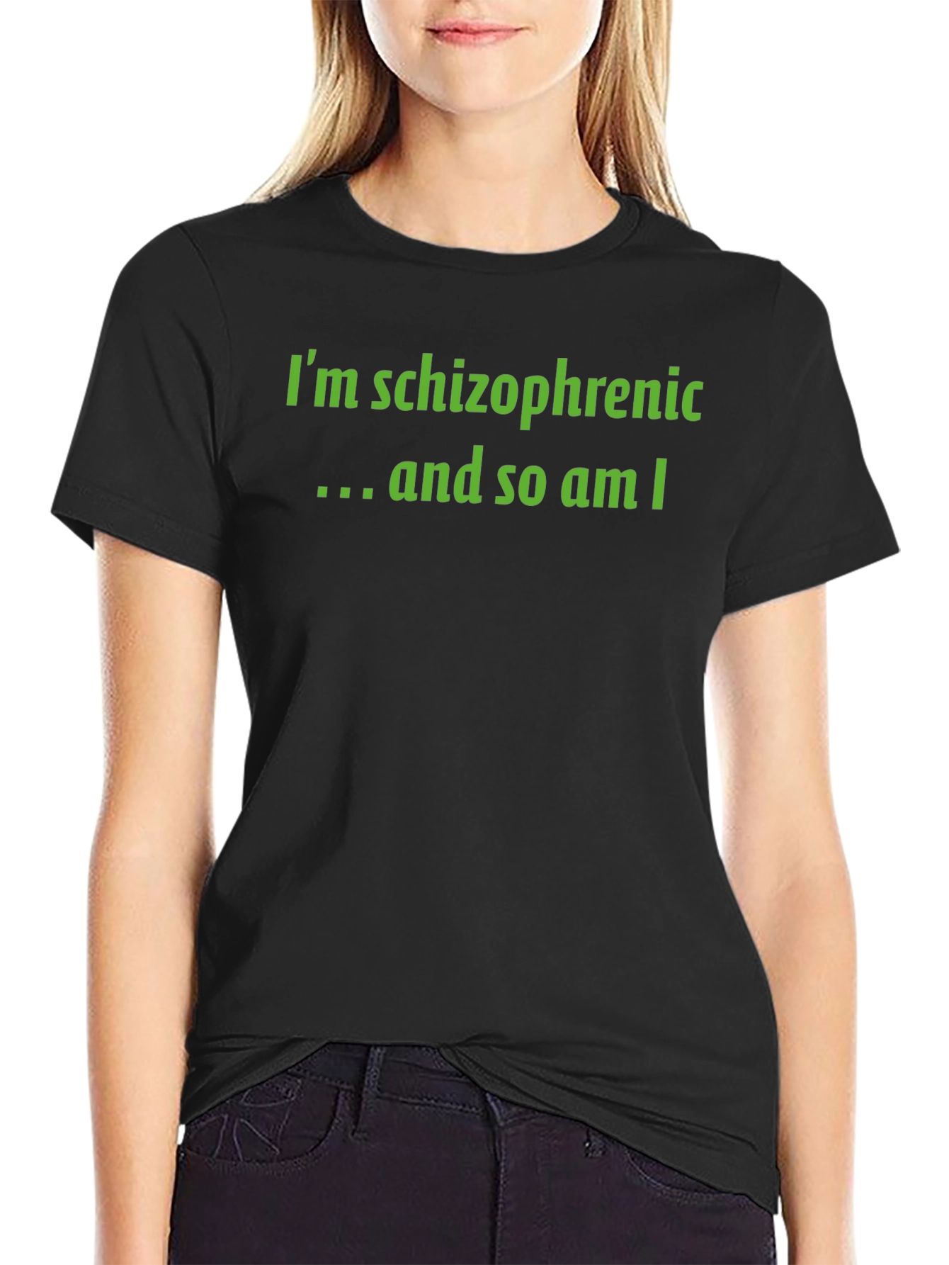 Schizophrenic Humor Graphic Tee - Black