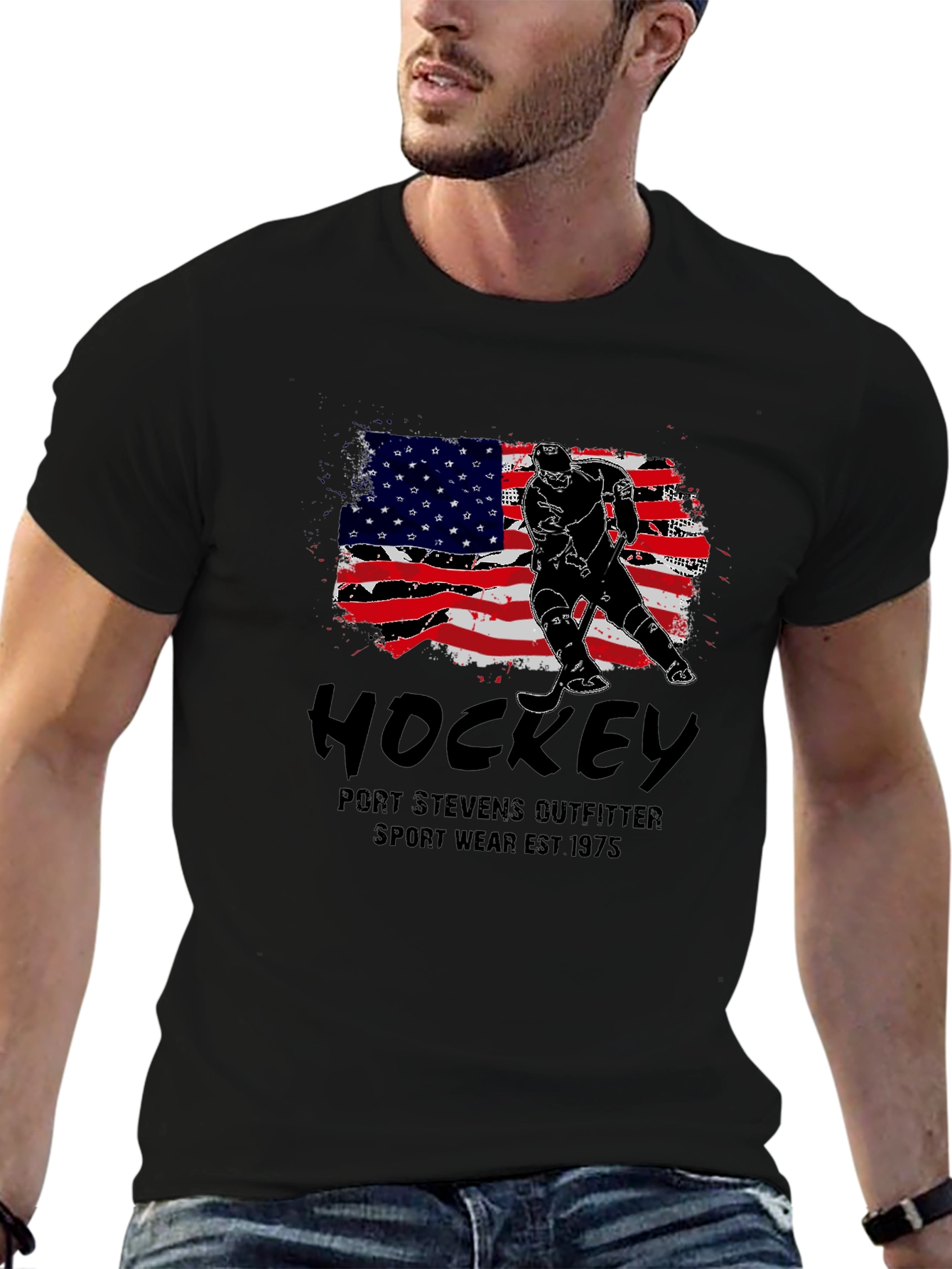 Hockey USA Flag Graphic T-Shirt