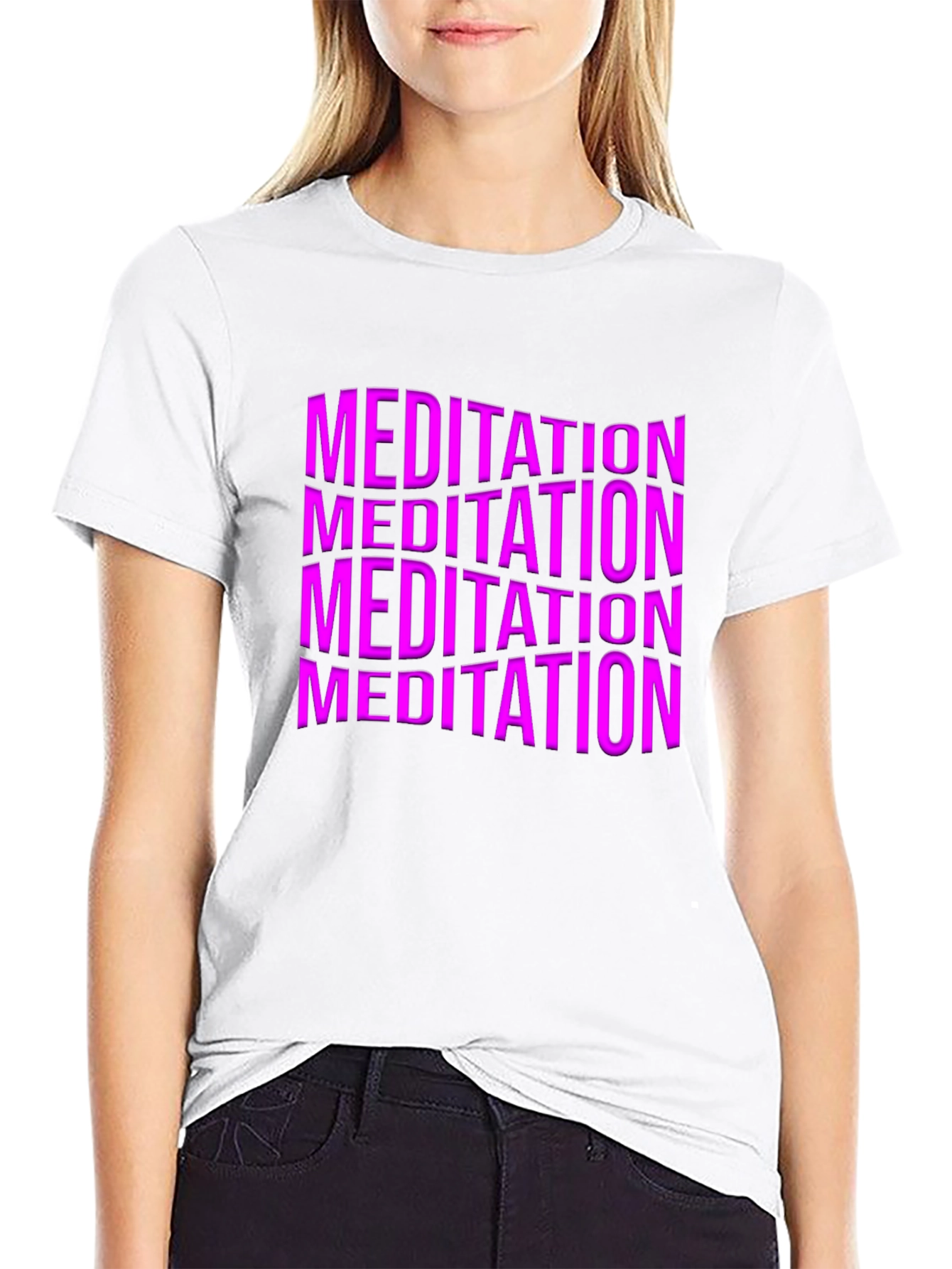 Meditation Graphic Print Black T-Shirt