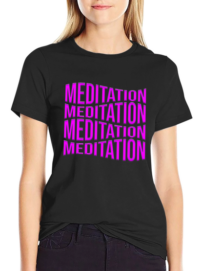 Meditation Graphic Print Black T-Shirt