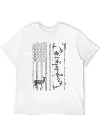 Hunting Bow Deer American Flag Graphic Tee