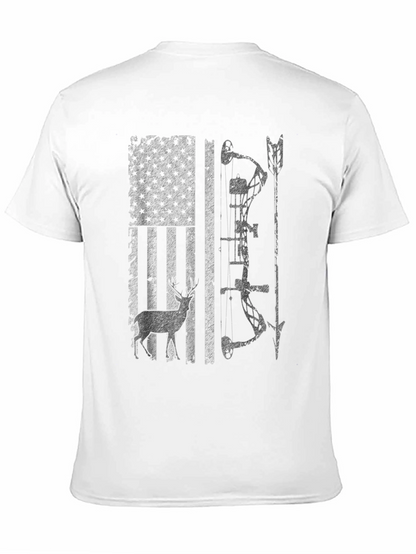 Hunting Bow Deer American Flag Graphic Tee