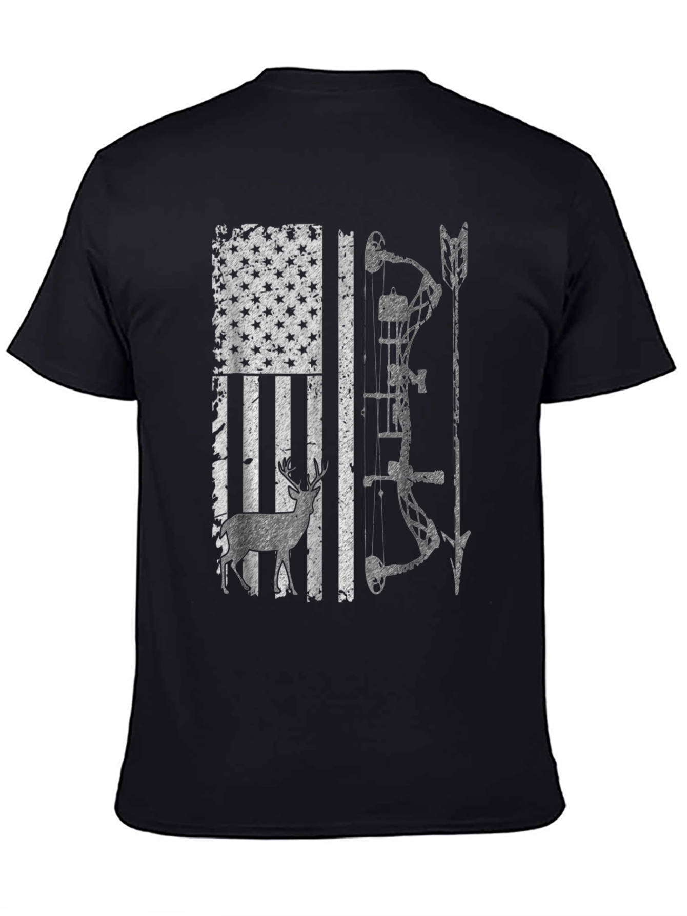 Hunting Bow Deer American Flag Graphic Tee