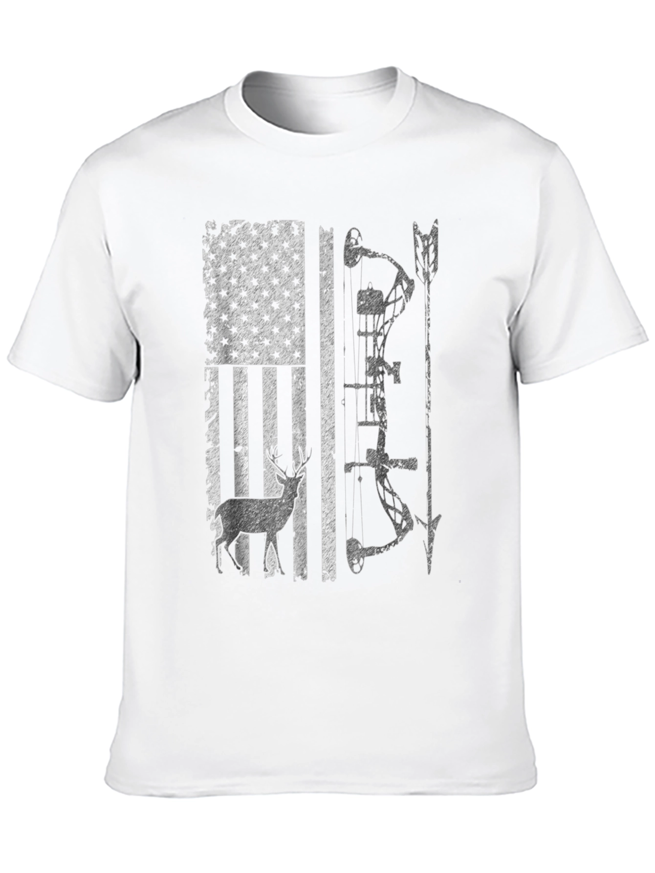 Hunting Bow Deer American Flag Graphic Tee