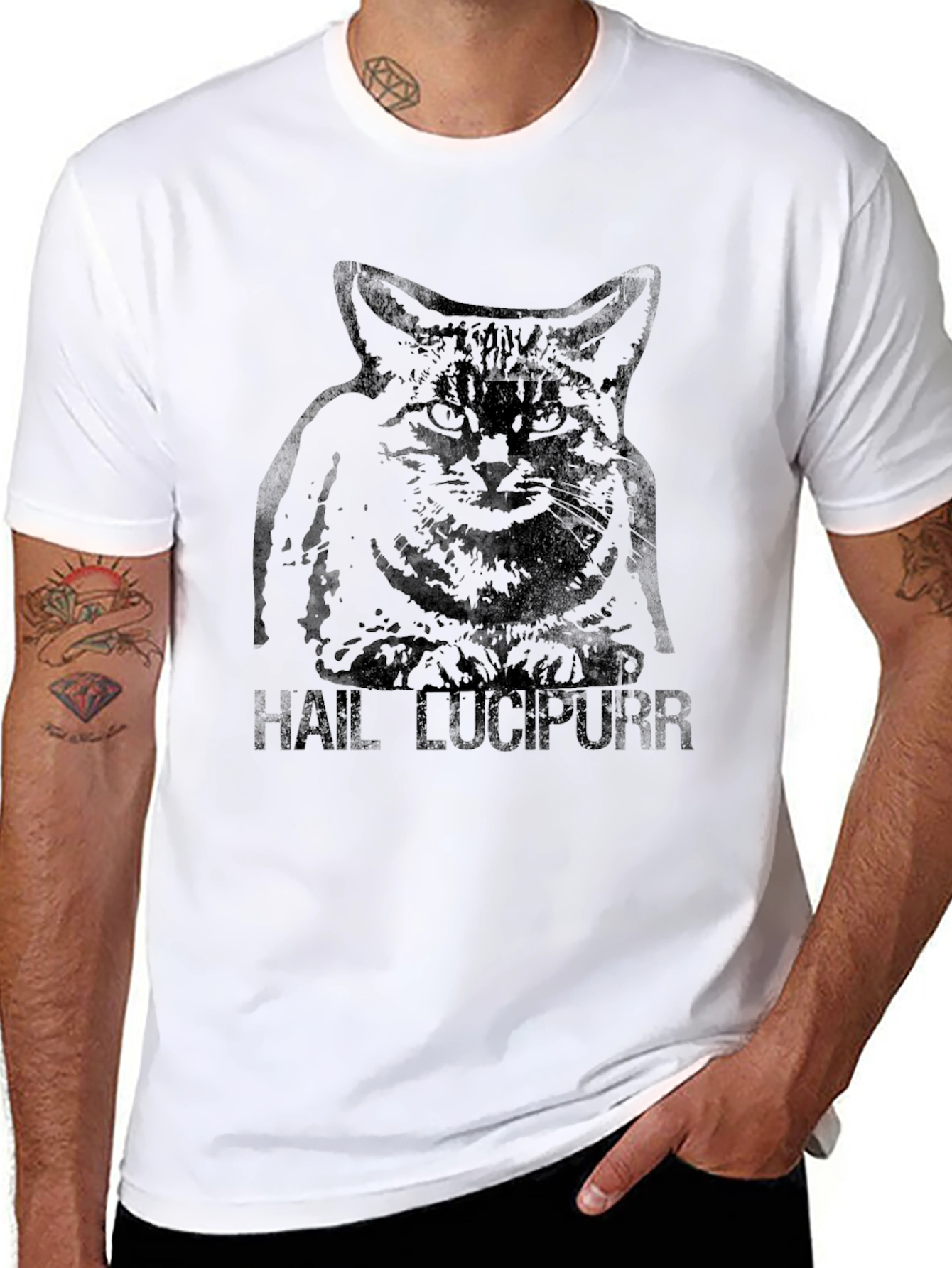 Hail Lucipurr T-Shirt - Dark Humor Cat Tee
