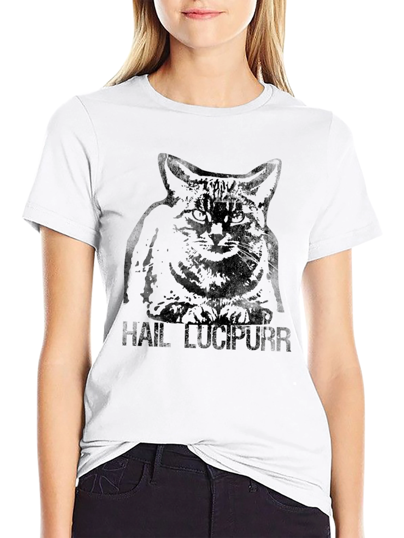 Hail Lucipurr T-Shirt - Dark Humor Cat Tee