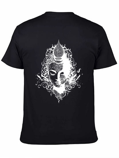 Abstract Buddha Graphic Tee - Black