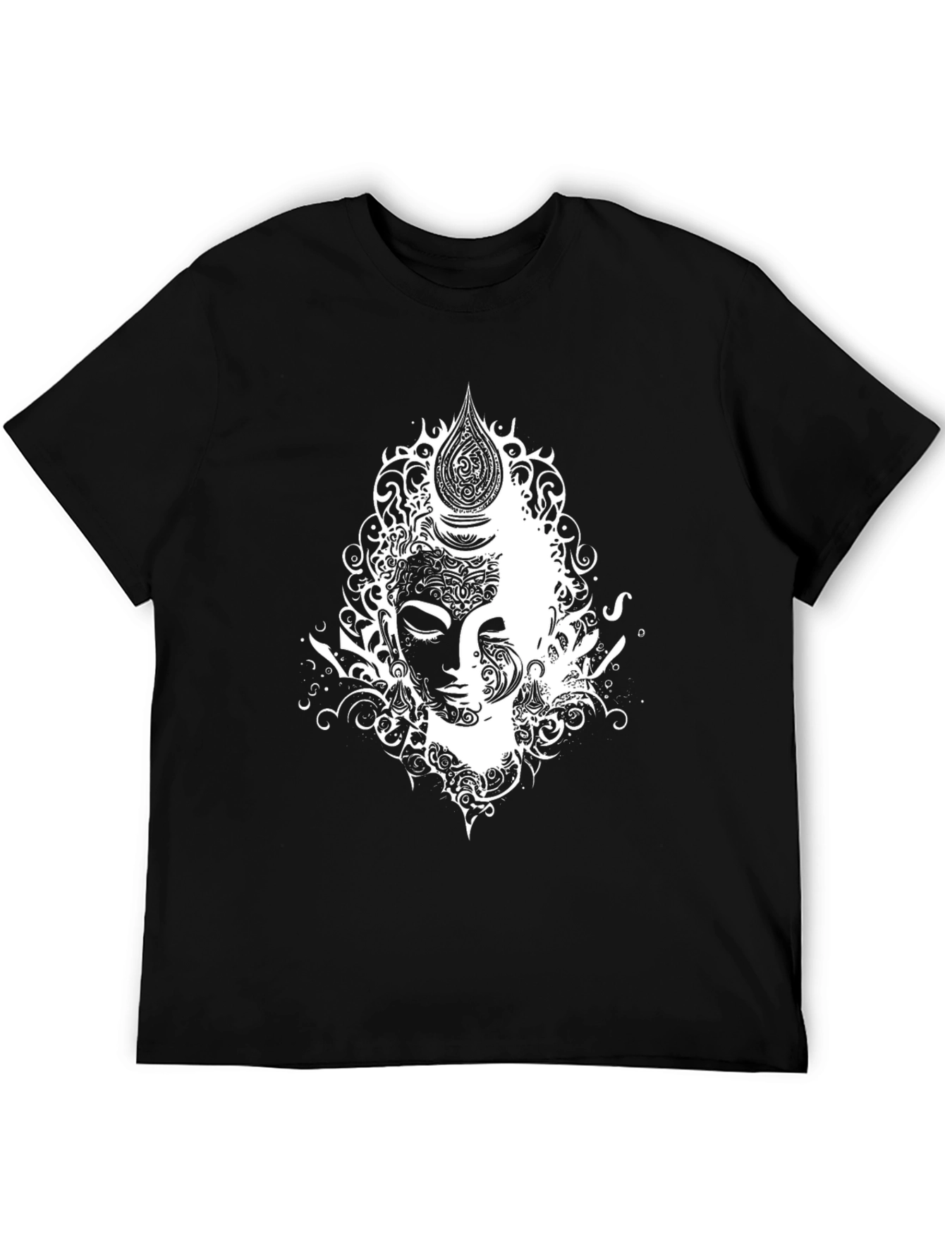 Abstract Buddha Graphic Tee - Black