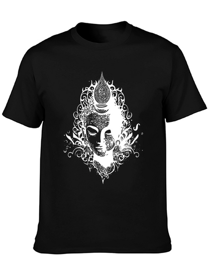 Abstract Buddha Graphic Tee - Black