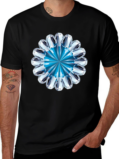 Diamond Flower Graphic Black T-Shirt