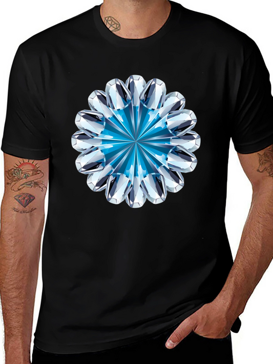 Diamond Flower Graphic Black T-Shirt
