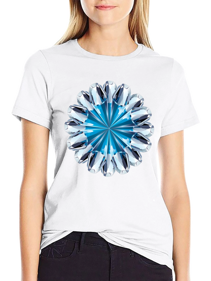 Diamond Flower Graphic Black T-Shirt