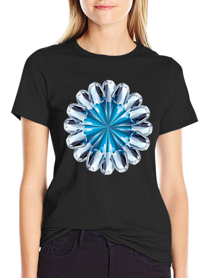 Diamond Flower Graphic Black T-Shirt