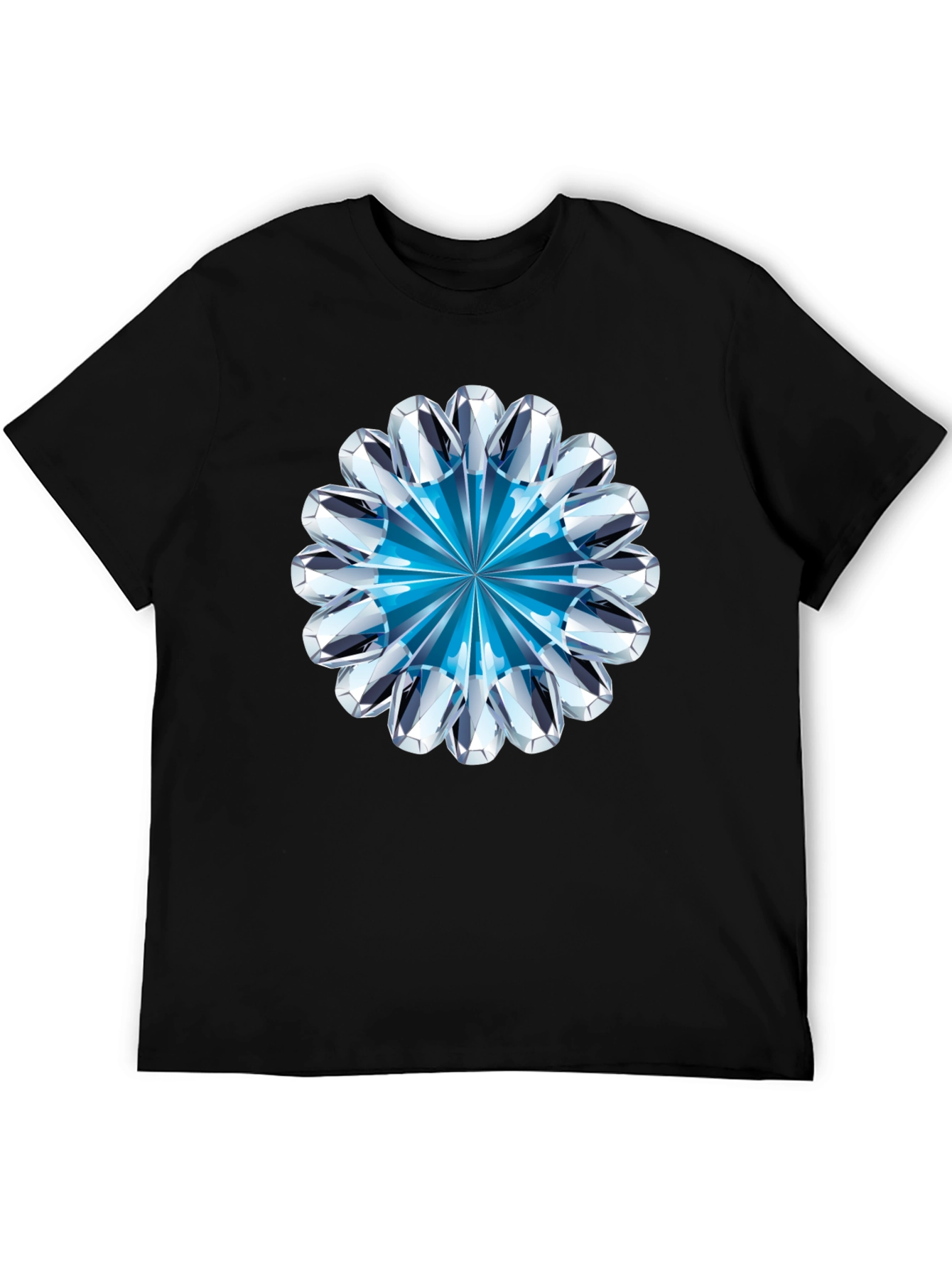 Diamond Flower Graphic Black T-Shirt