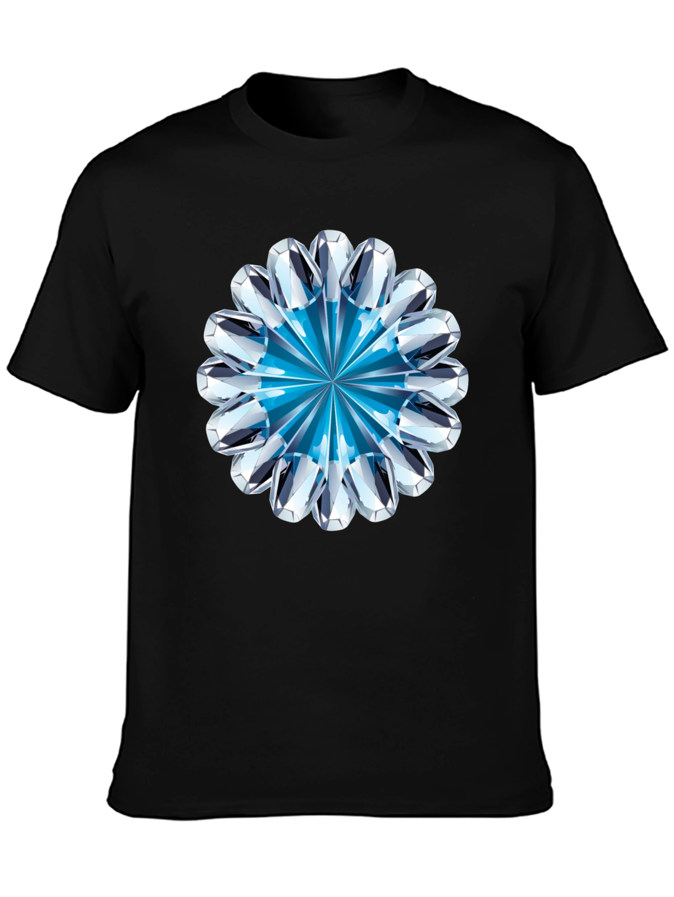 Diamond Flower Graphic Black T-Shirt