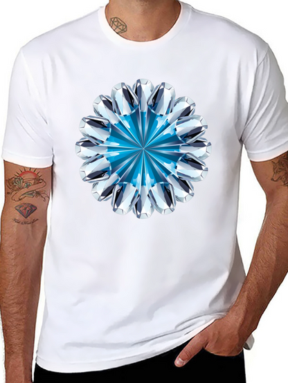 Diamond Flower Graphic Black T-Shirt