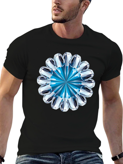 Diamond Flower Graphic Black T-Shirt