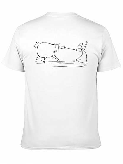 Line Art Bull & Matador Black T-Shirt