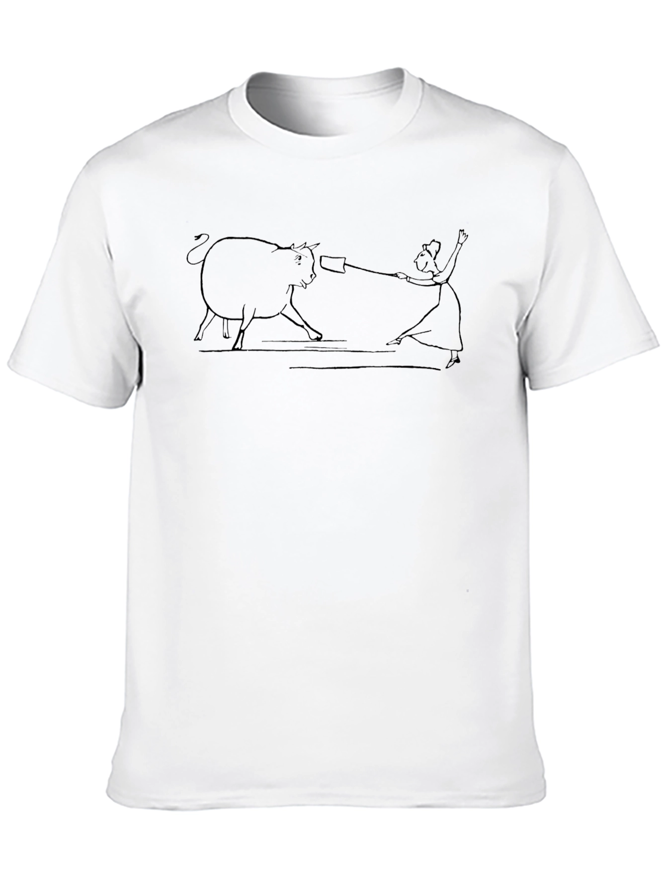 Line Art Bull & Matador Black T-Shirt