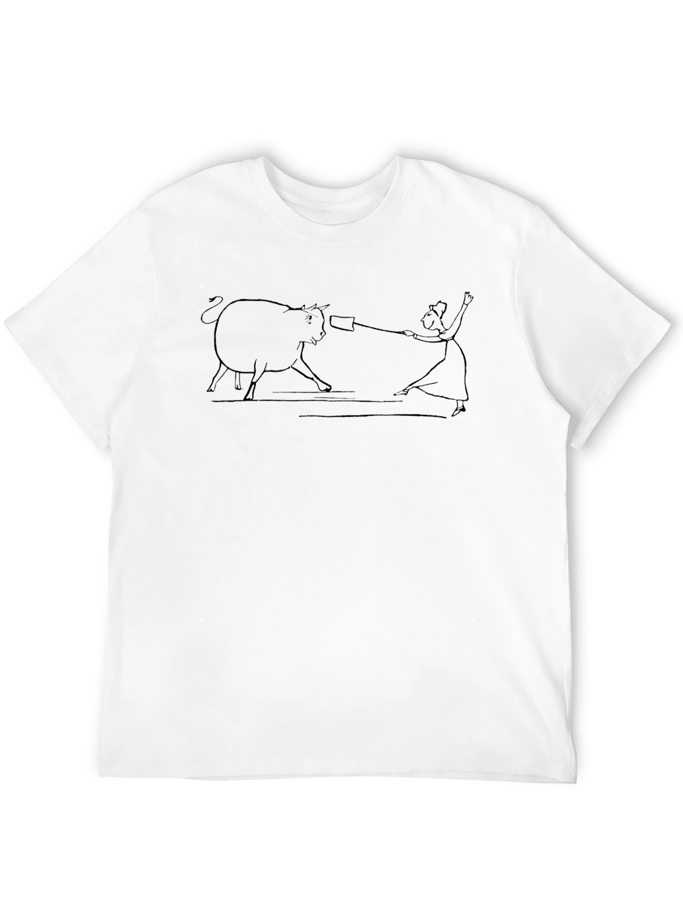 Line Art Bull & Matador Black T-Shirt