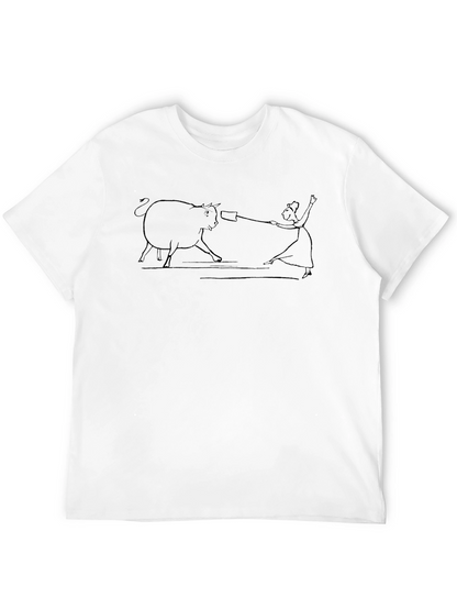 Line Art Bull & Matador Black T-Shirt