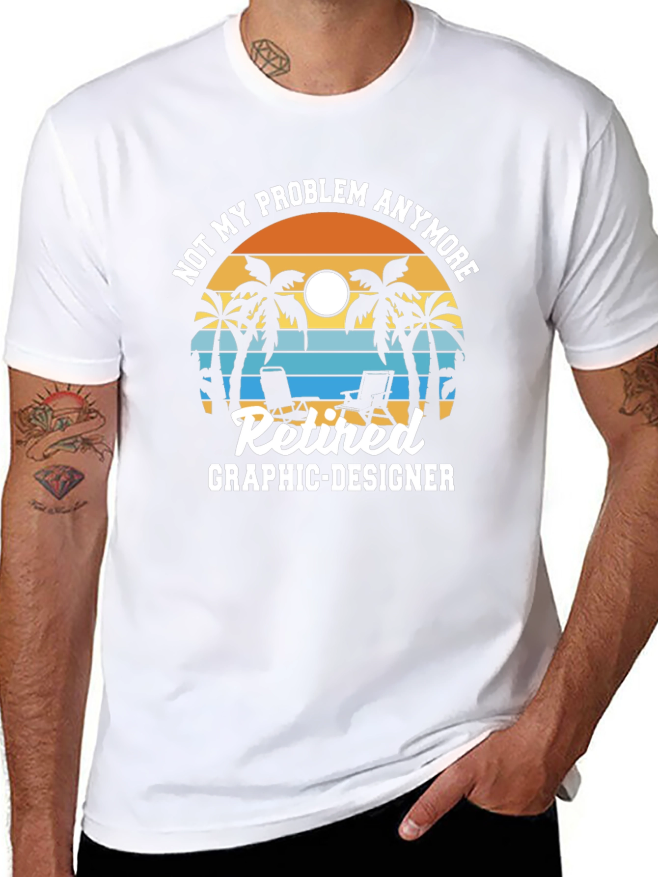 Retired Graphic Designer T-Shirt - Beach Sunset Design