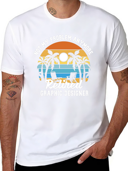 Retired Graphic Designer T-Shirt - Beach Sunset Design