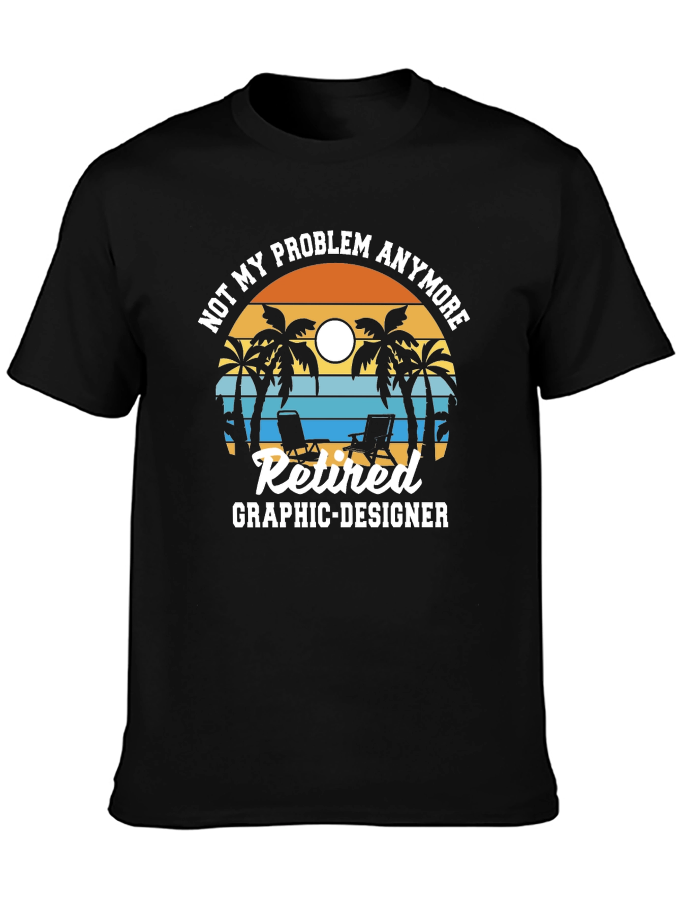 Retired Graphic Designer T-Shirt - Beach Sunset Design