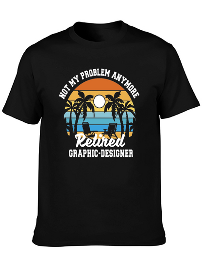 Retired Graphic Designer T-Shirt - Beach Sunset Design