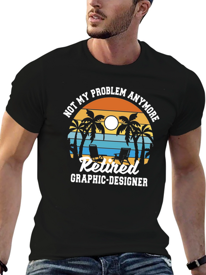 Retired Graphic Designer T-Shirt - Beach Sunset Design