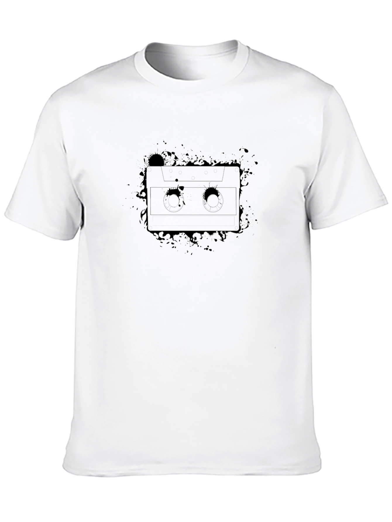 Mens Black Cassette Tape Graphic T-Shirt