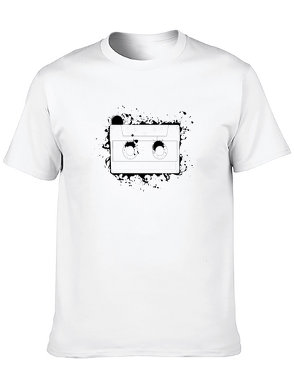 Mens Black Cassette Tape Graphic T-Shirt