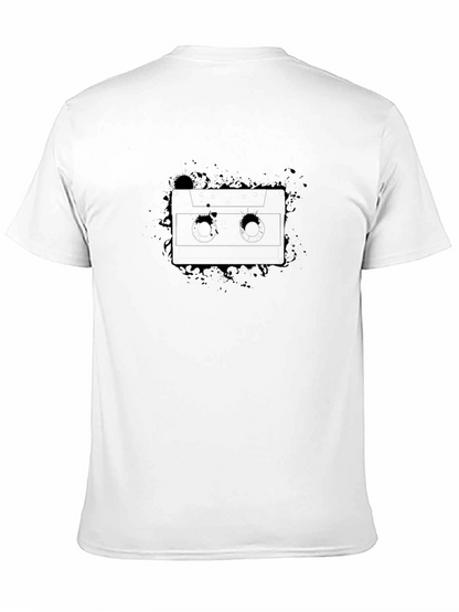 Mens Black Cassette Tape Graphic T-Shirt