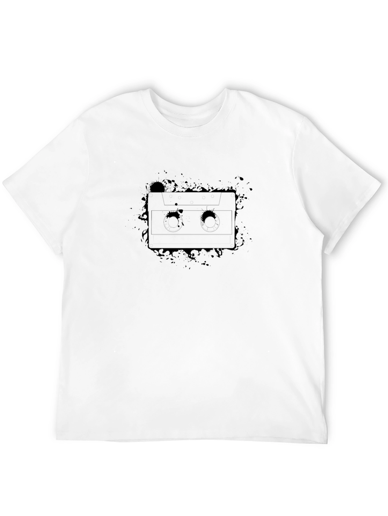 Mens Black Cassette Tape Graphic T-Shirt