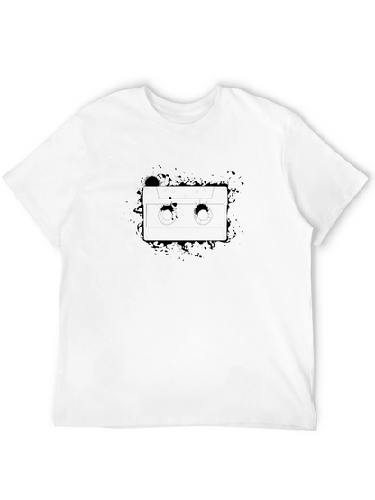 Mens Black Cassette Tape Graphic T-Shirt