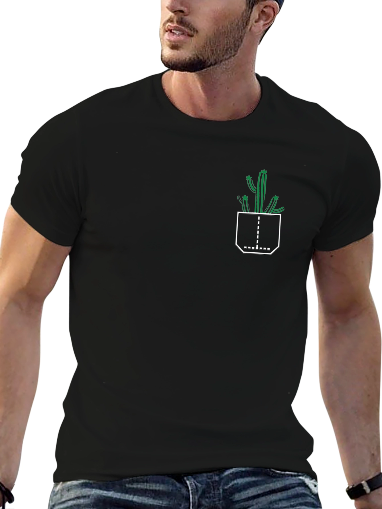 Cactus Pocket Black T-Shirt