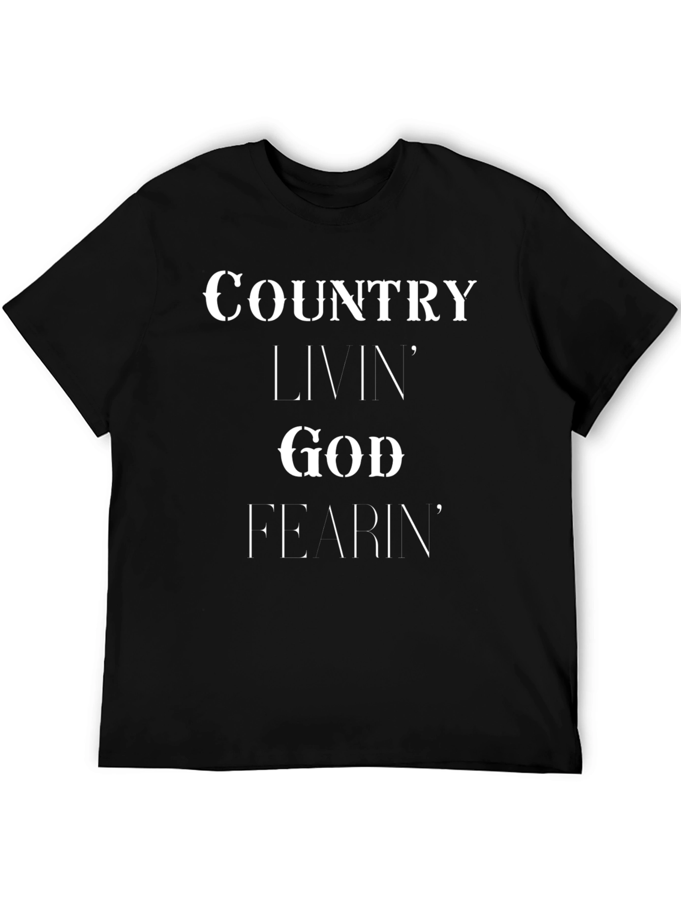 Country Livin God Fearin Graphic Tee - Black
