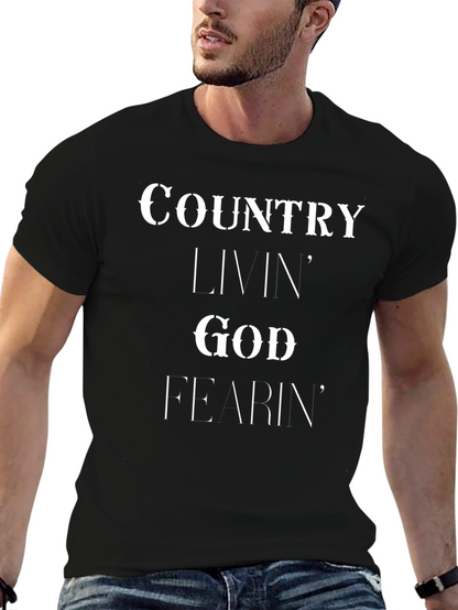 Country Livin God Fearin Graphic Tee - Black