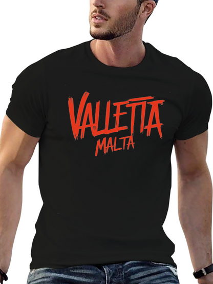 Valletta Malta Graphic T-Shirt - Black Crew Neck Tee