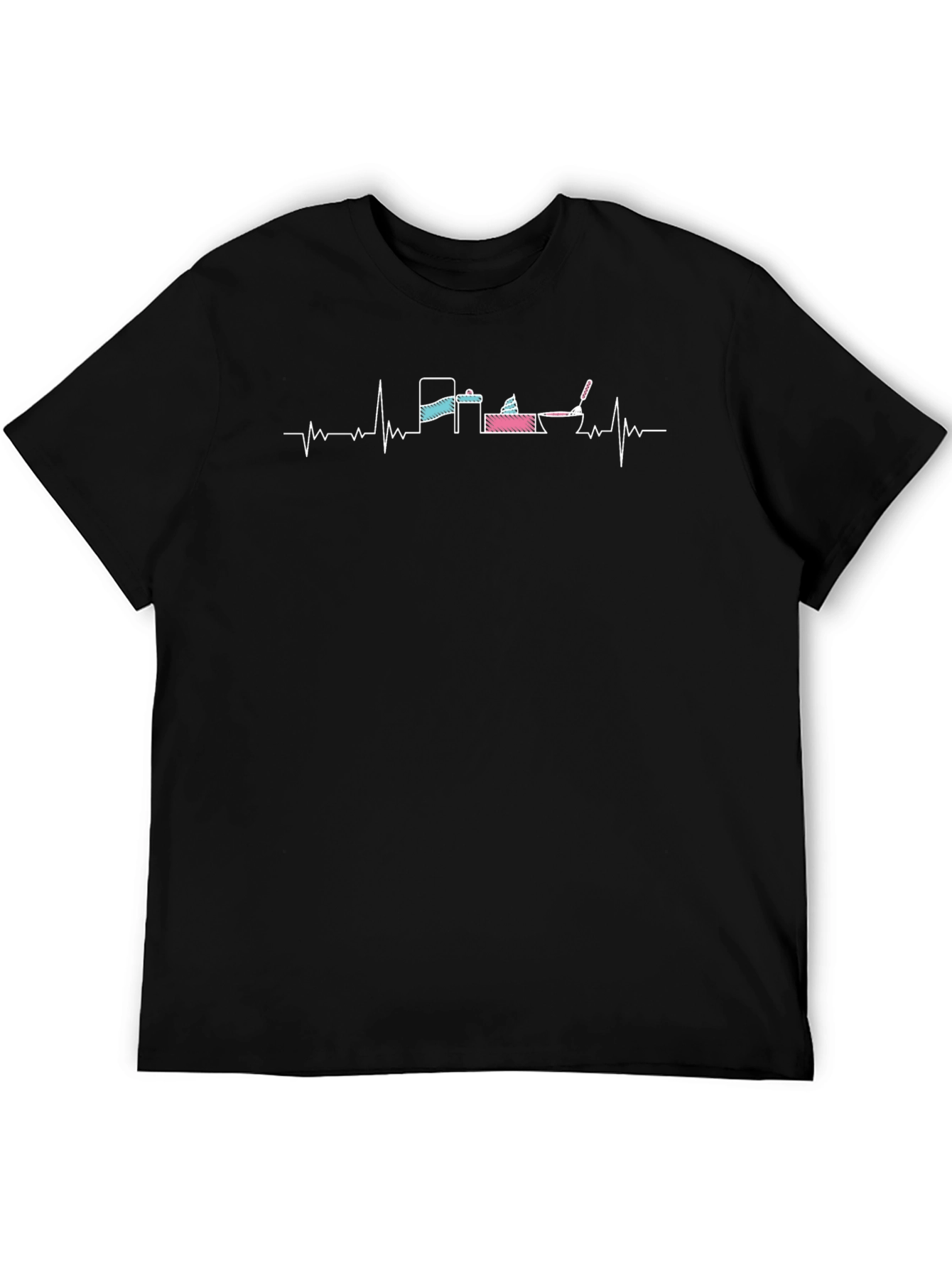 Construction Heartbeat T-Shirt - Black Crew Neck Tee